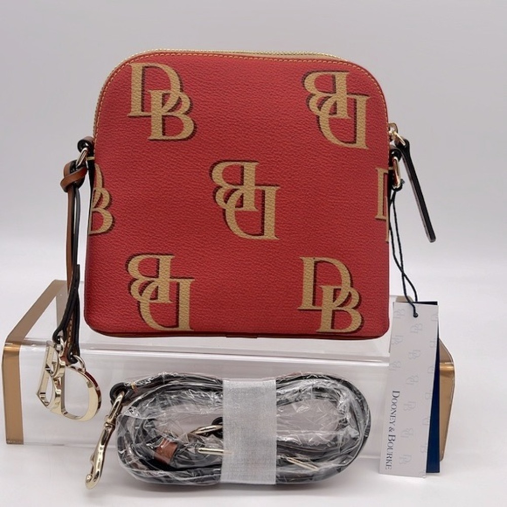 Dooney & Bourke Monogram Domed Crossbody Red - Picture 2 of 15
